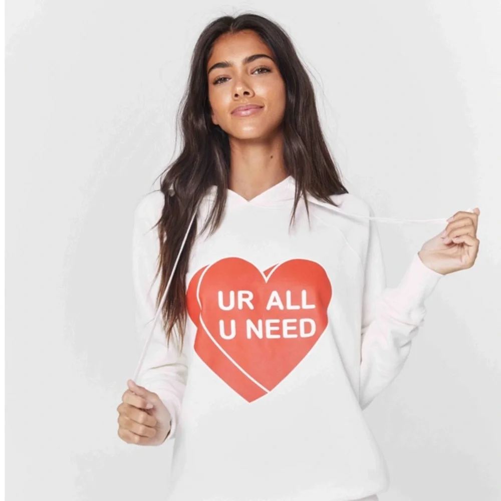 NWT Spiritual Gangster “Ur All U Need” Heart Sweatshirt Red/White Size Small - Picture 14 of 16